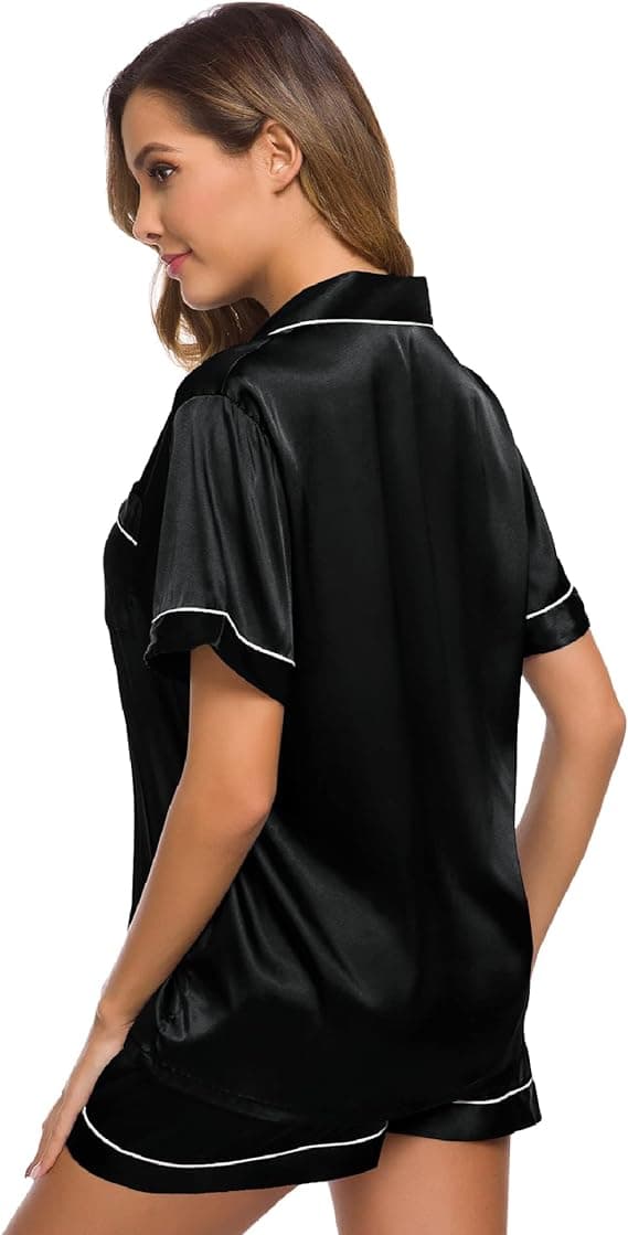INF Button Down Short Pyjamas Set för kvinnor 2-delade toppar och shorts