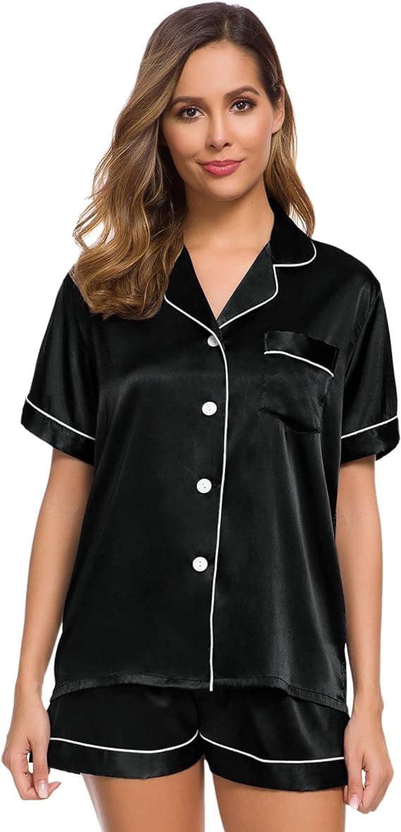 INF Button Down Short Pyjamas Set för kvinnor 2-delade toppar och shorts