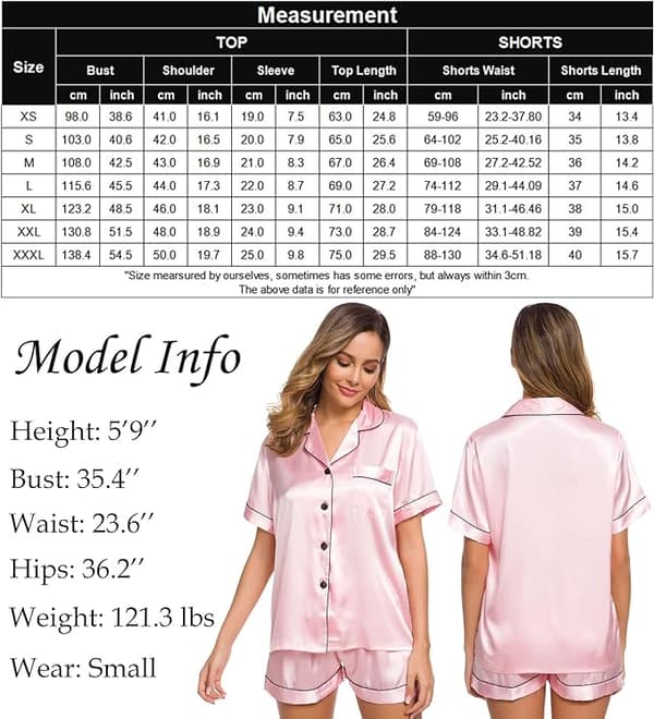 INF Button Down Short Pyjamas Set för kvinnor 2-delade toppar och shorts