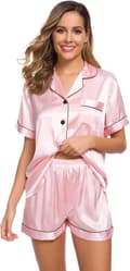 Miniatyrbild 4 av 5: INF Button Down Short Pyjamas Set för kvinnor 2-delade toppar och shorts