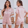 Miniatyrbild 5 av 5: INF Button Down Short Pyjamas Set för kvinnor 2-delade toppar och shorts