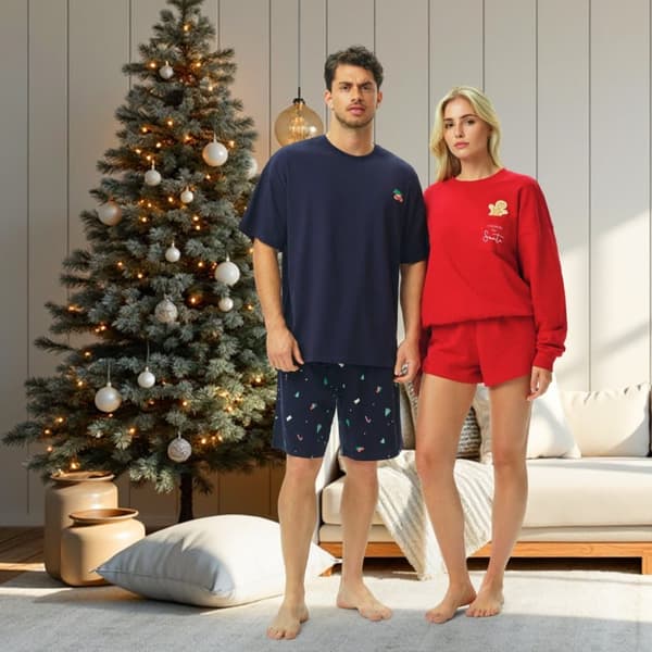 HENDERSON Pyjamas til kvinder - Jule-sweatshirt og shorts-sæt Rød pyjamas
