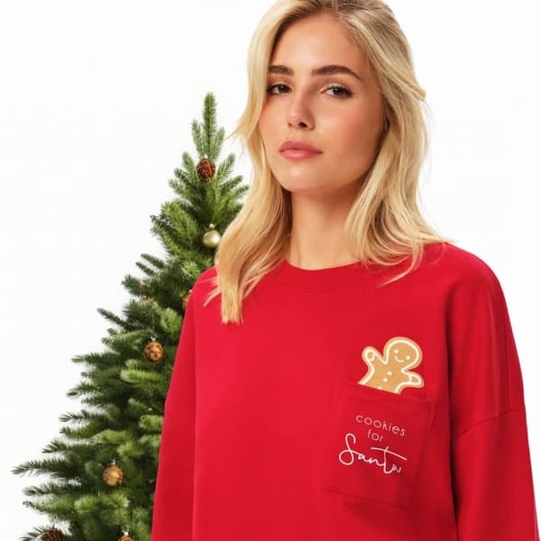 HENDERSON Pyjamas til kvinder - Jule-sweatshirt og shorts-sæt Rød pyjamas