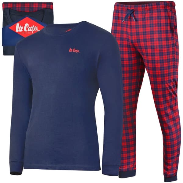 Lee Cooper Lång pyjamas i bomull för män med logo XL