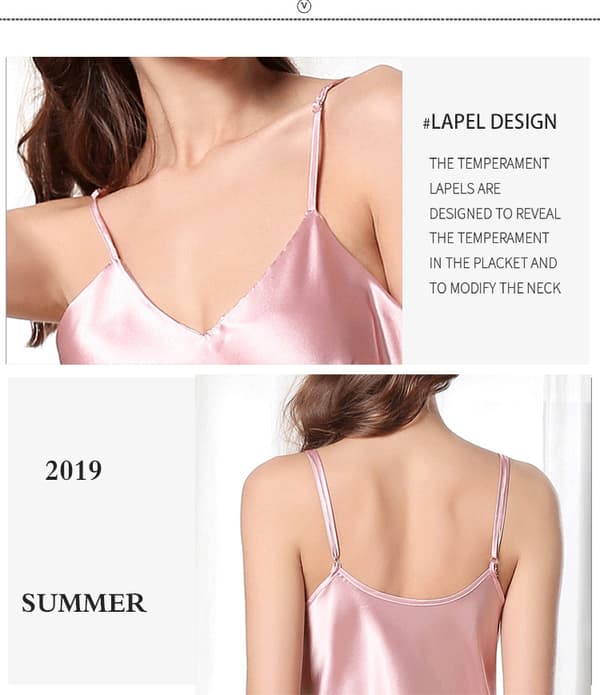 INF 5020B Satinnattlinne Elegant V-ringad Chemise Nattkläder