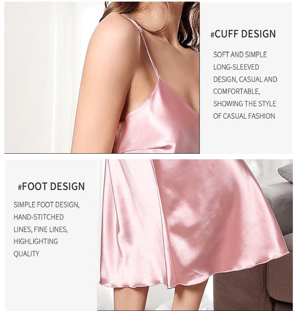 INF 5020B Satinnattlinne Elegant V-ringad Chemise Nattkläder