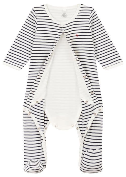 Husse för babypyjamas - pyjamaskåp Petit Bateau - A09IO - Dors Bien pyjamas, Marshmallow/Smoking, 0 Månader Mixte baby