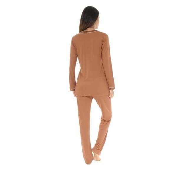 Pyjamas Lång - Jayne - 6591 - Viskos Elastan - Satin V-Hals - Elastisk Byxa