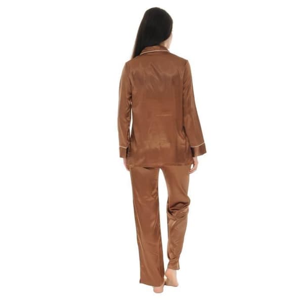 Pyjamas Lång - Jayne - 6612 - Satin - Brun - Kvinna