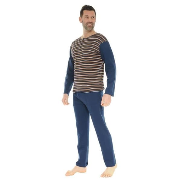 Pyjamas Lång Man - CHRISTIAN CANE - DARIUS - Mörkblå - 100% Bomull