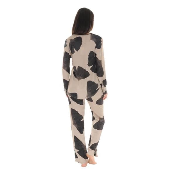 Pyjamas med knäppning för kvinnor - Pilus - Aglaee - Brun - Fluid poplin - Elastisk midja