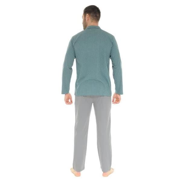 Pyjamas Lång Man - CHRISTIAN CANE - DELMONT - Mörkgrå - Klädd Krage - Elastisk Midja