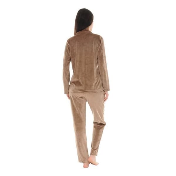 Pyjamas Lång Brun Adelie - PILUS - Kvinna - Elastisk midja - Fickor - Sammet