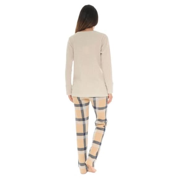 Pyjamas Lång Beige THEA - Pilou Pilou 4906 - Rund hals - Elastisk midja - Snabb leverans