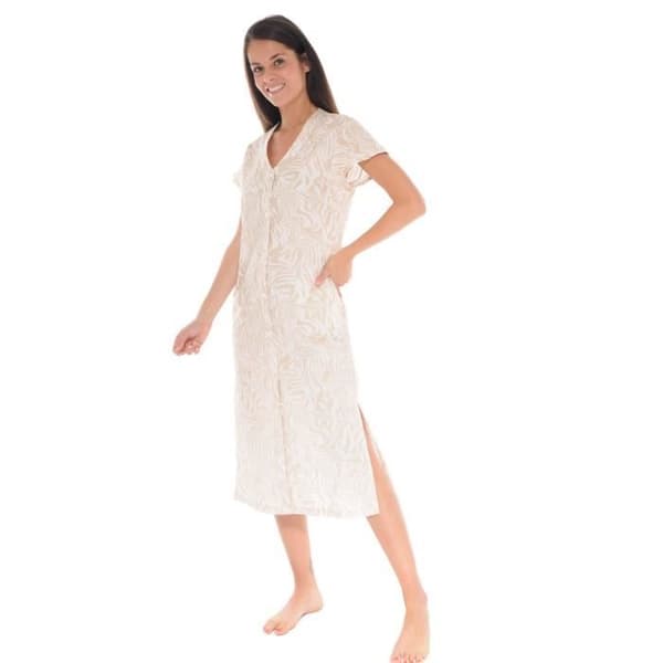 Nattklänning - Yleana - 6057 - Beige - Korta ärmar - 100% Bomull