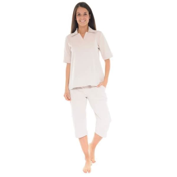 Inomhuskläder - Yumi - 6000 - T-shirt med kort ärm - Capribukser - Beige