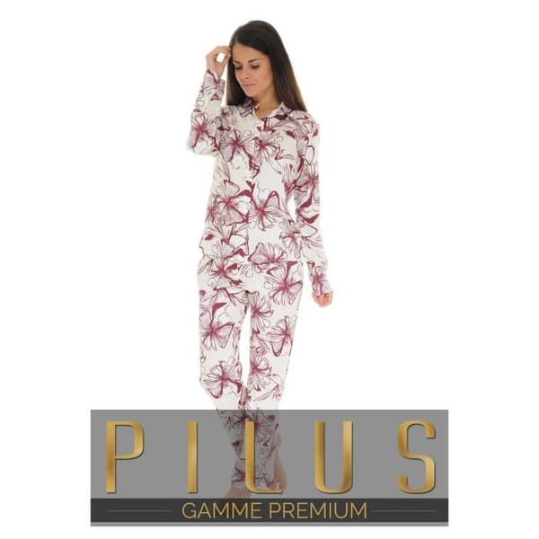 Pyjama Boutonne Bordeaux Tanya Pyjama Boutonne Kvinna 5025