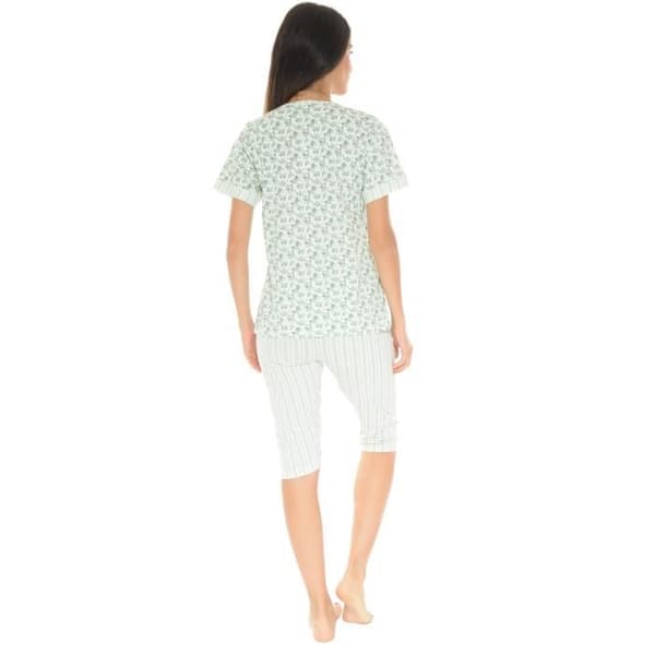 Pyjamaset - Victorine - 6289 - Grön Mandel - Blommor - 100% Bomull