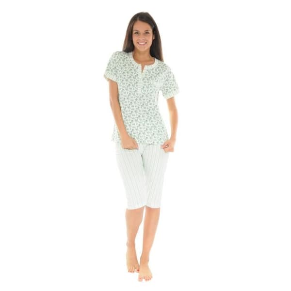 Pyjamaset - Victorine - 6289 - Grön Mandel - Blommor - 100% Bomull