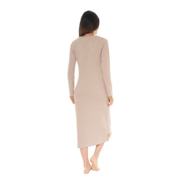 Nattlinne - Rosie - 5259 - Randig Mönster - V-ringning i Spets - Längd 115 cm