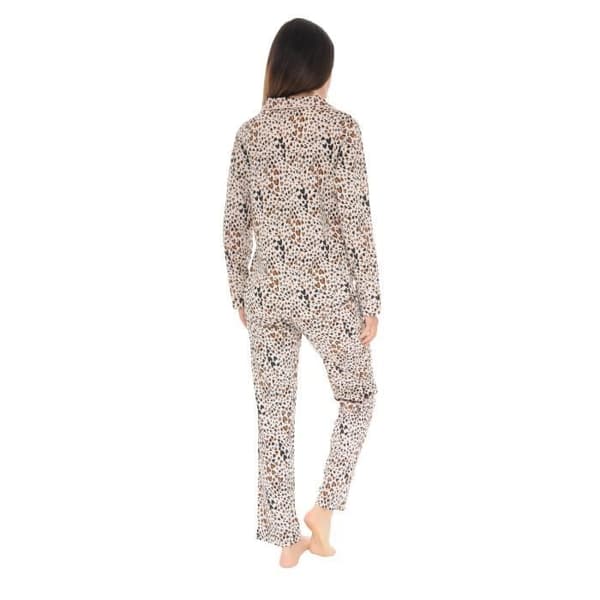 Pyjamas Långa - Riva - 5353 - Beige - Hjärtmönster - Elastisk Midja