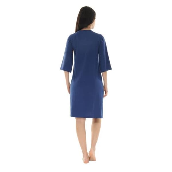 Lång Sommardress - Vidiane - Modell 6399 - Mörkblå - Korta Ärmar - 100% Bomull