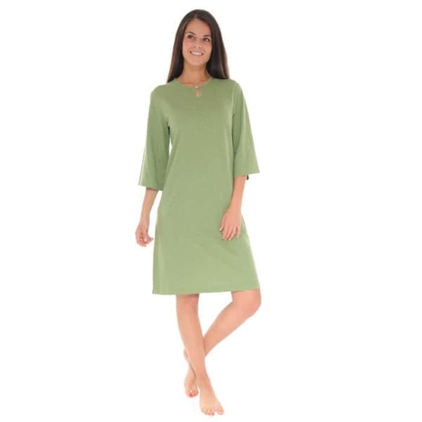 Lång Sommarklänning - Vidiane - Modell 6411 - Kaki - Korta Ärmar - 100% Bomull