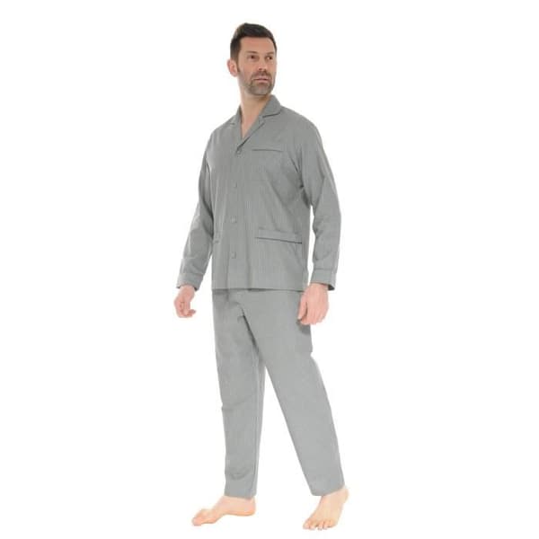 Pyjamaset Grå Bastian - PILUS - MAN - 3 fickor - Krage - Elastisk midja