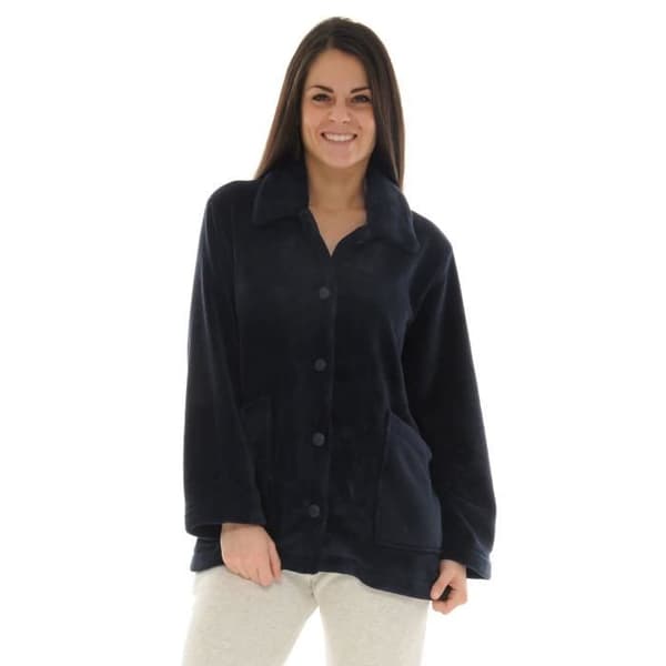 Fleecejacka - Blå Hyacinth - 6625 - Krage Claudine - 100% Polyester - 5 Knappar