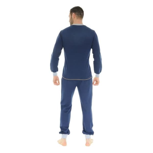 Pyjamas Lång Joggingblå Dorian - CHRISTIAN CANE - Herr - Ficka på toppen - Rund hals - Elastisk midja