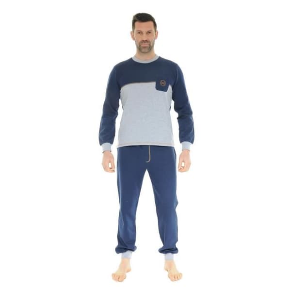 Pyjamas Lång Joggingblå Dorian - CHRISTIAN CANE - Herr - Ficka på toppen - Rund hals - Elastisk midja