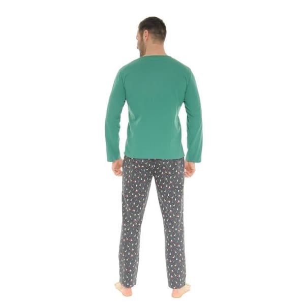 Pyjama Lång - CHRISTIAN CANE - DURALD - Grön - Man - Tunn krage - Elastisk midja