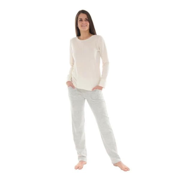 Pyjamas Lång - PILUS - Modell ADA - Ecru - Optimal Komfort - Tidslös Elegans