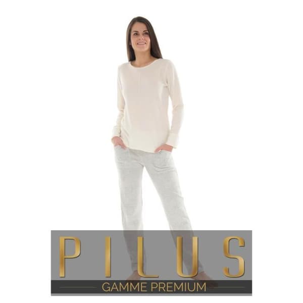 Pyjamas Lång - PILUS - Modell ADA - Ecru - Optimal Komfort - Tidslös Elegans