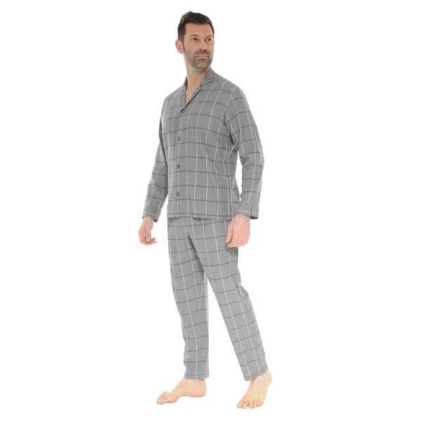 Pyjamaset Herr - Pilus - BIAGIO - Ljusgrå - Elastisk midja - Krage