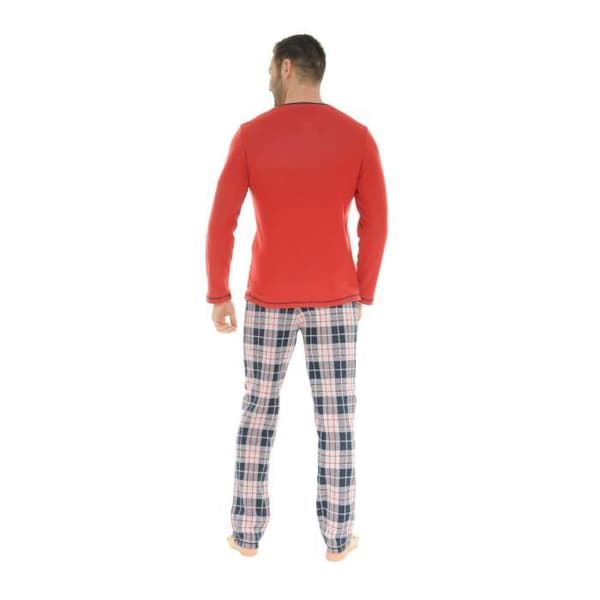 Röd Lång Pyjamas Davy - CHRISTIAN CANE - Man - Tunisisk Krage - Bekväm och Varm