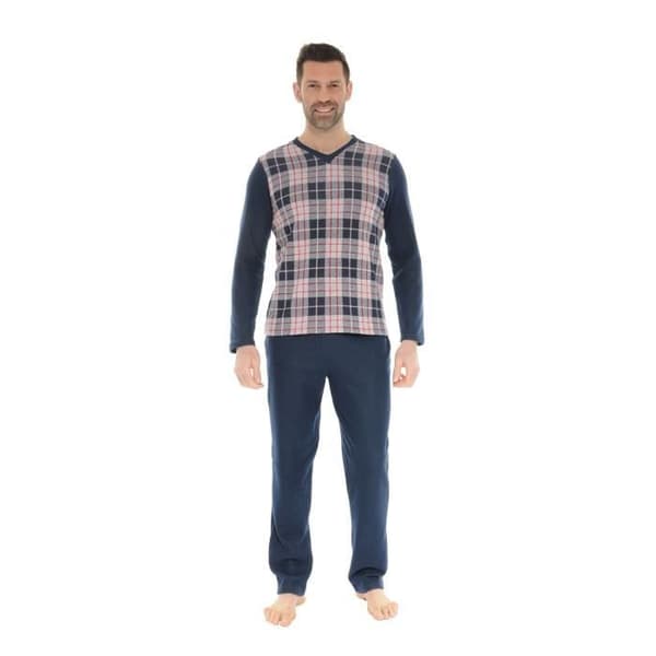 Pyjamas för män - Christian Cane - Davy - V-ringad - Blå - Bekväm och elegant