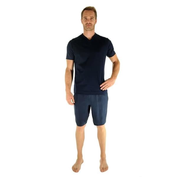 Pyjamas - PILUS - Jaipur - T-shirt med korta ärmar - Kort 100% siden - Färg marin