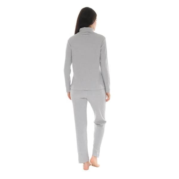 Pyjamas Lång Dam - PILUS - Andréane - Stickad Tråd - Elastisk Midja - Ljus Grå