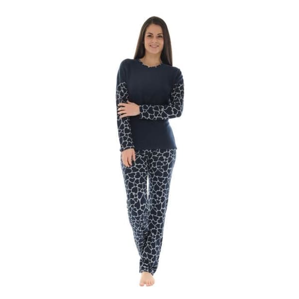 Långblå pyjamas med hjärtan Pyjamas Lång 7178