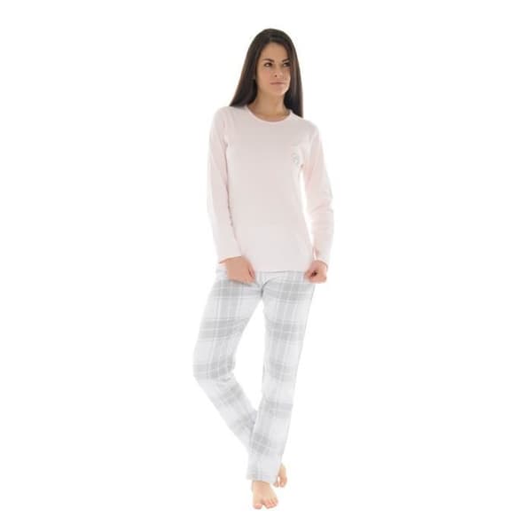 Pyjamas Lång Rosa Cidalie - Christian Cane - Dam - Rund hals - Elastisk midja - Pastellrosa/Ecru