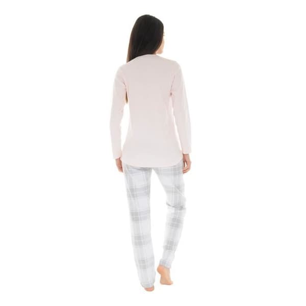 Pyjamas Lång Rosa Cidalie - Christian Cane - Dam - Rund hals - Elastisk midja - Pastellrosa/Ecru