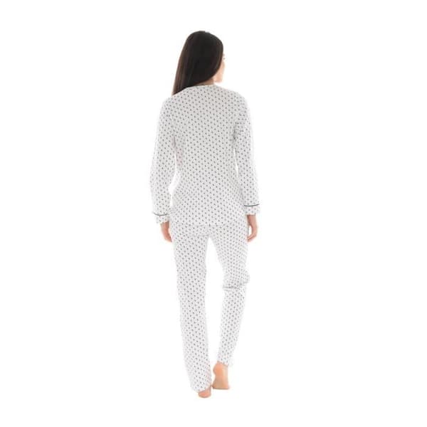 Pyjamas Lång Vit Caliste - Christian Cane - Dam - V-Hals - Elastisk Midja - 100% Bomull