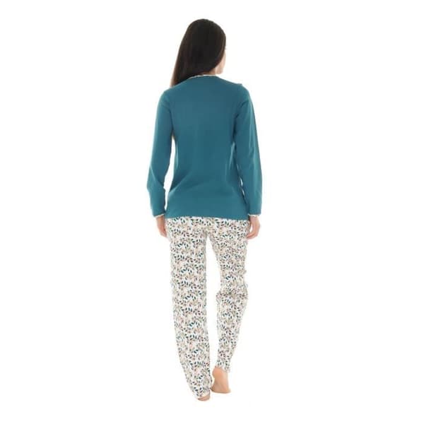 Pyjamas Lång Grön Cidonie - CHRISTIAN CANE - Kvinna - Broderi Framsidan - Elastisk Midja - 100% Bomull