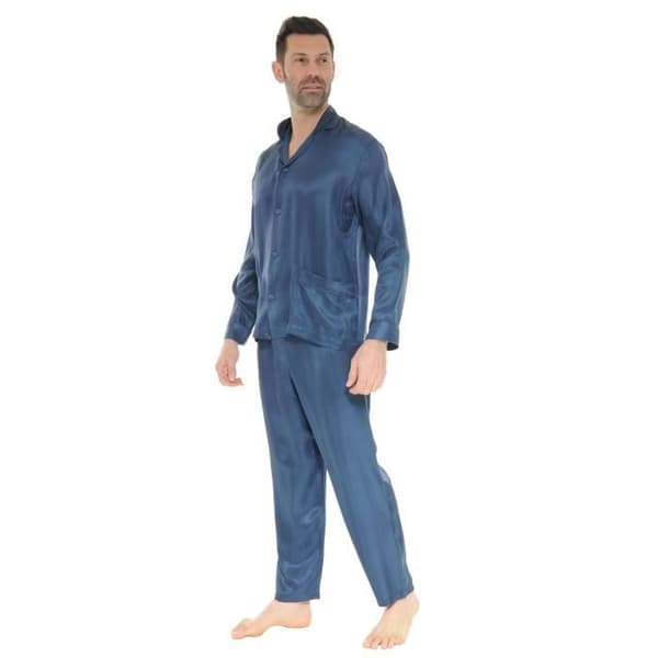 Pyjamakostym - PILUS - 7572 - 100% Silke - Absolut Komfort - Färg Blå