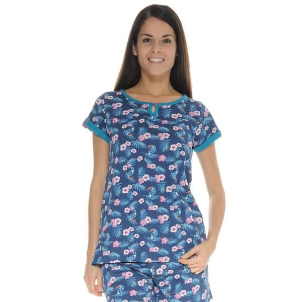 T-shirt - MAEVA - Top 3787 - 100% bomull - Tropiskt mönster - Korta ärmar
