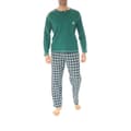 Miniatyrbild 1 av 2: Pyjamas i lång rak bomull Christian Cane - Grön - Långa ärmar - Tunisiskt krage - Knäppning med knappar