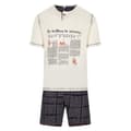 Miniatyrbild 1 av 3: Pyjamas i bomull Christian Cane beige - Korta ärmar - Tunisisk krage - Elasticerad midja