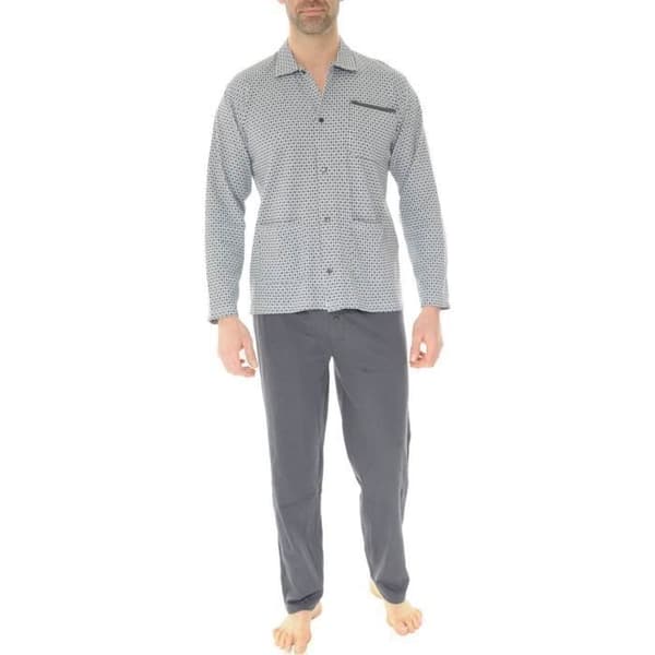 Pyjama Long stängd Christian Cane - Man - Grå - Långa ärmar - Slå-krage - Knappstängning