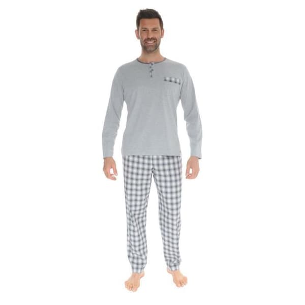 Pyjama - PILUS - 2610 - T-shirt i Nät - Byxor i Poplin - Ljusgrå
